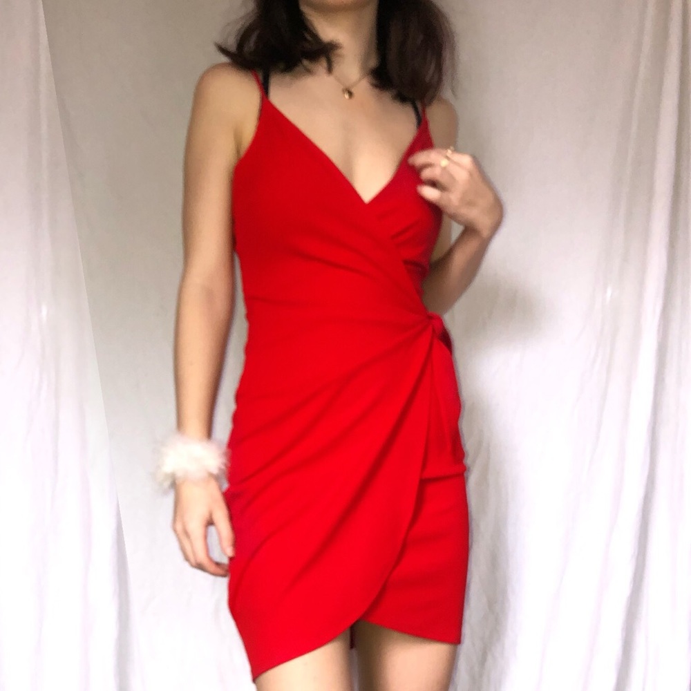 Super cute red wrap dress!